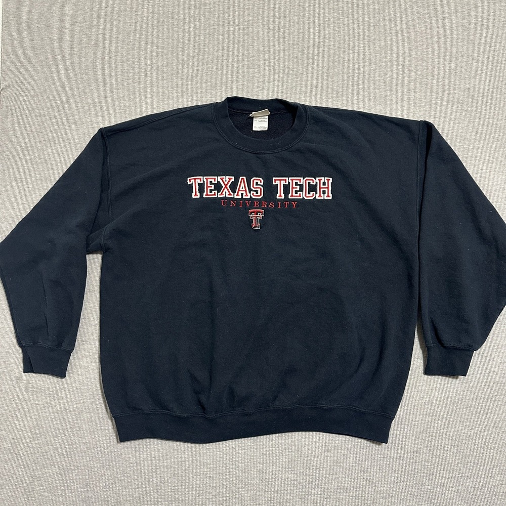 Oarsman 913 Texas Tech University Red Raiders Sweatshirt Black Crewneck Mens 2XL